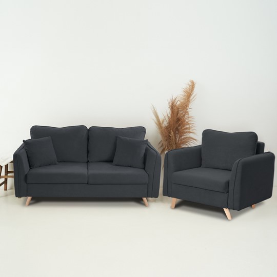 Комплект мебели Бертон графит диван+ кресло во Владивостоке - изображение 1