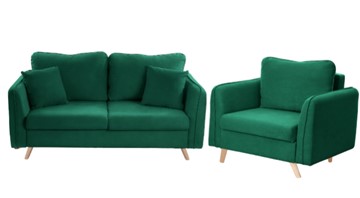 Комплект мебели Бертон изумрудный диван+ кресло в Артеме