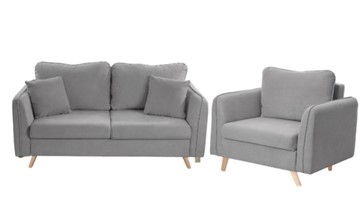 Комплект мебели Бертон серый диван+ кресло в Артеме