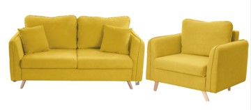 Комплект мебели Бертон желтый диван+ кресло в Артеме