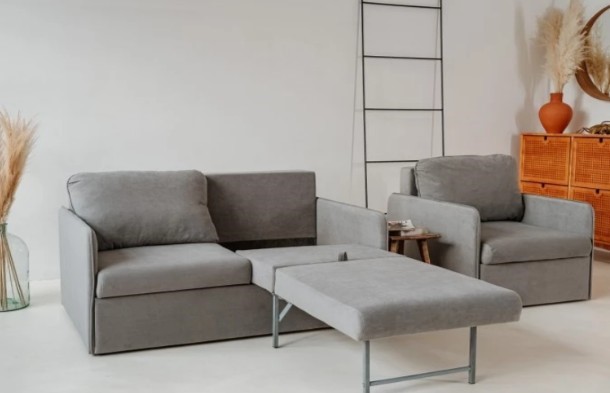 Мебельный комплект Амира серый диван + кресло во Владивостоке - изображение 4