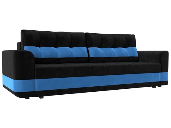 Прямой диван Честер, Черный/голубой (велюр) во Владивостоке - изображение