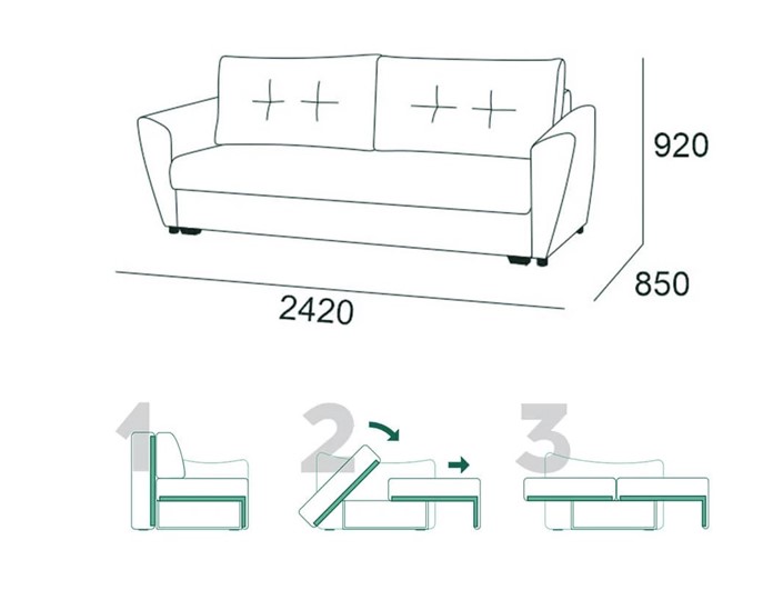 Прямой диван Мальта 1 К БД в Артеме - изображение 5
