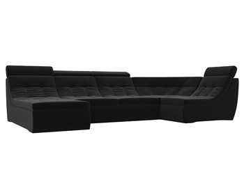 Модульный П-образный диван Холидей люкс, Черный (микровельвет) в Уссурийске
