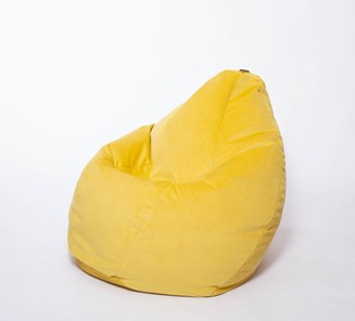 Кресло-мешок Груша среднее, велюр однотон, лимонное в Артеме