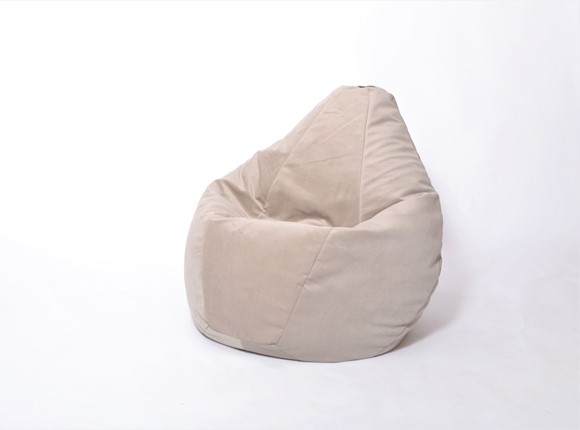 Кресло-мешок Груша среднее, велюр однотон, бежевое в Уссурийске - изображение