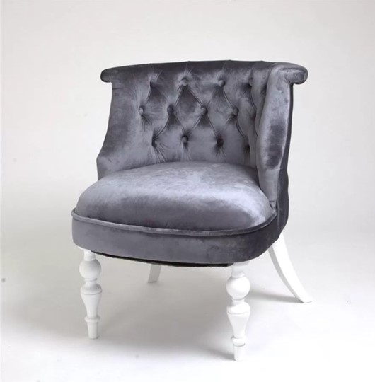 Кресло Бархат (серый бархат/белая эмаль) в Артеме - изображение 1
