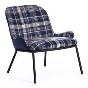 Кресло DUKEN (mod. 0179322) металл/ткань, 79х59х66 см, синий/синяя шотландка/черный во Владивостоке - предосмотр