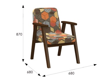 Кресло Ретро ткань геометрия коричневый, каркас орех в Артеме - предосмотр 5