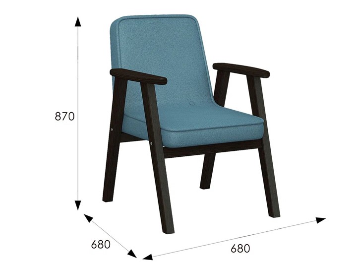Кресло Ретро ткань голубой, каркас венге во Владивостоке - изображение 6