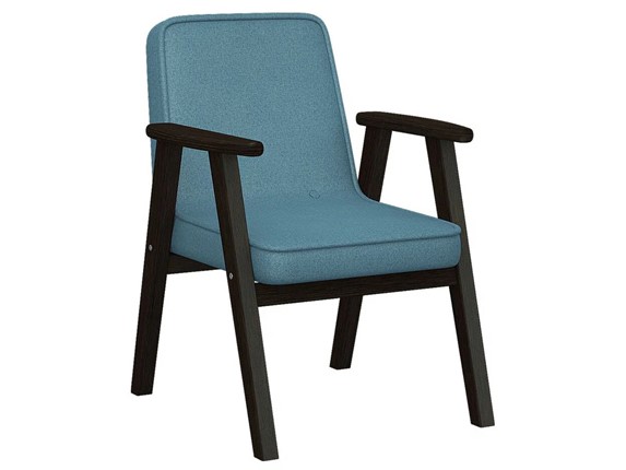 Кресло Ретро ткань голубой, каркас венге в Артеме - изображение