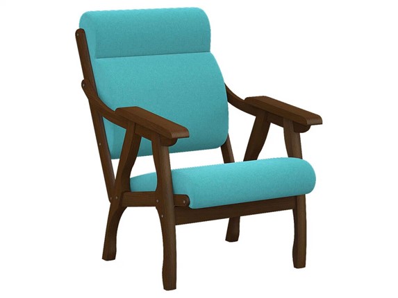 Кресло мягкое Вега 10 ткань бирюза, каркас орех в Артеме - изображение
