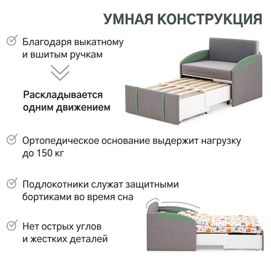 Кресло-кровать Polto серо-коричневый/шалфей (рогожка) во Владивостоке - изображение 18