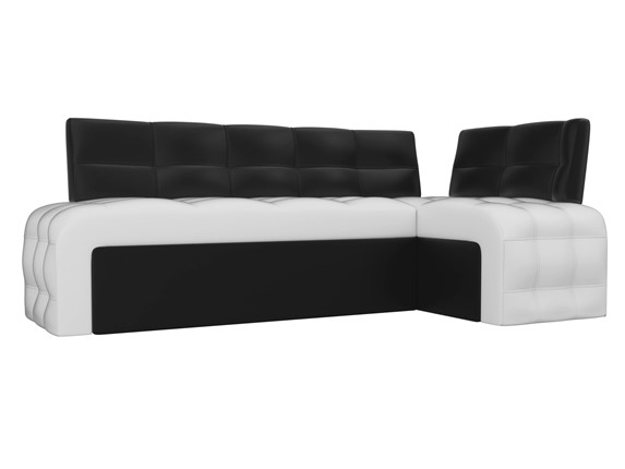 Кухонный диван Люксор угловой, Белый/Черный (экокожа) во Владивостоке - изображение