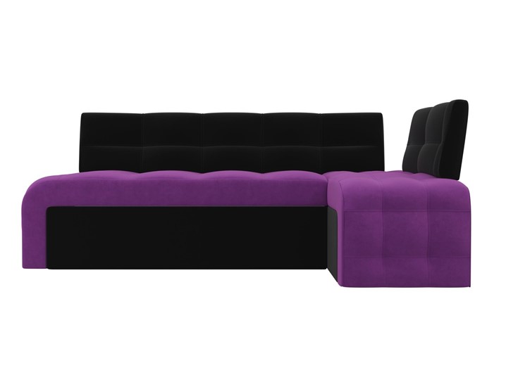 Раскладной кухонный диван Люксор угловой, Фиолетовый/Черный (микровельвет) во Владивостоке - изображение 3