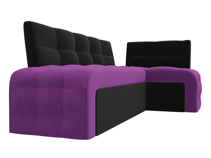 Раскладной кухонный диван Люксор угловой, Фиолетовый/Черный (микровельвет) во Владивостоке - изображение 4