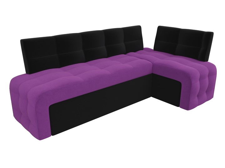 Раскладной кухонный диван Люксор угловой, Фиолетовый/Черный (микровельвет) во Владивостоке - изображение 5