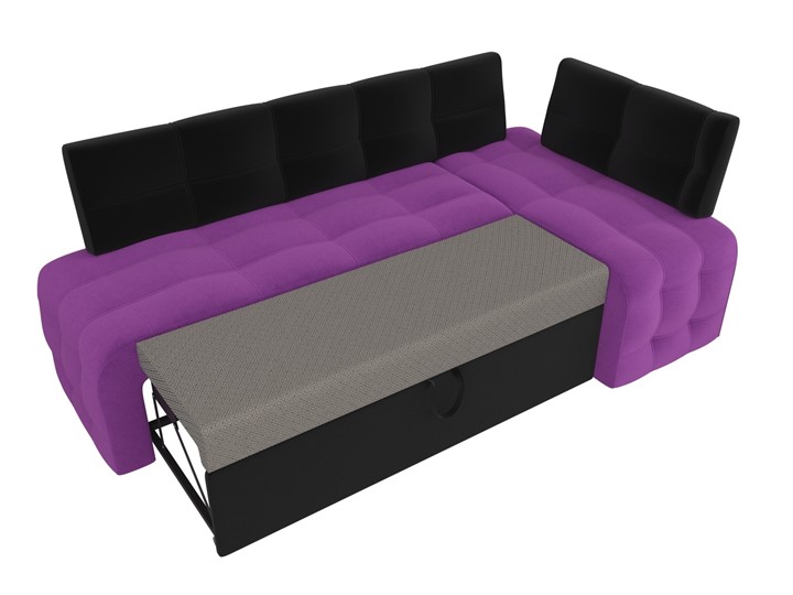 Раскладной кухонный диван Люксор угловой, Фиолетовый/Черный (микровельвет) во Владивостоке - изображение 6