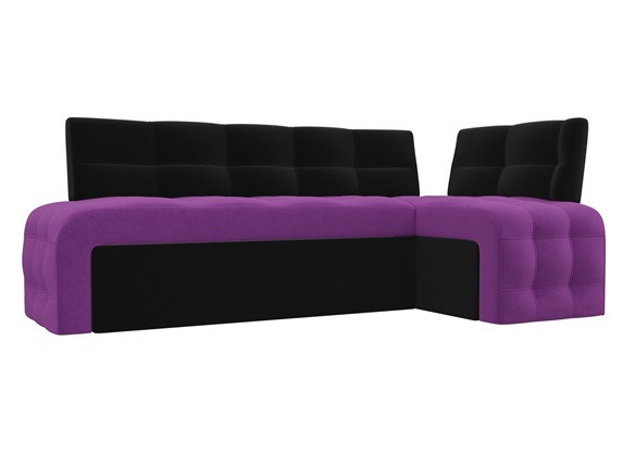 Раскладной кухонный диван Люксор угловой, Фиолетовый/Черный (микровельвет) во Владивостоке - изображение
