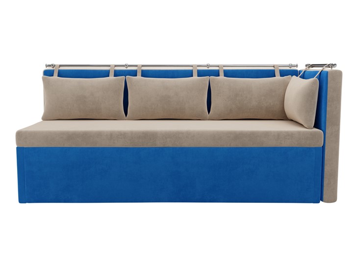 Раскладной кухонный диван Метро угловой, Бежевый/Голубой (велюр) во Владивостоке - изображение 3