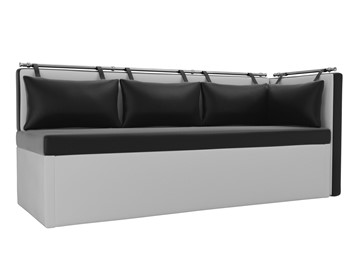 Раскладной кухонный диван Метро угловой, Черный/Белый (экокожа) во Владивостоке - предосмотр