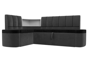 Раскладной кухонный диван Тефида, Черный\ Серый (Велюр) в Артеме