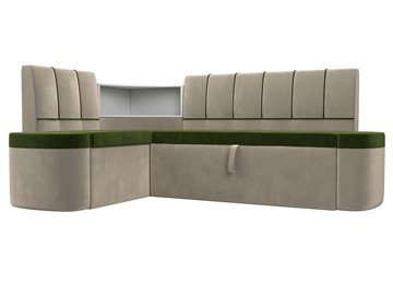Раскладной кухонный диван Тефида, Зеленый\Бежевый (Микровельвет) в Артеме