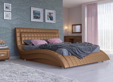 Двуспальная кровать с механизмом Атлантико 140x200, Экокожа (Бронзовый перламутр) в Артеме