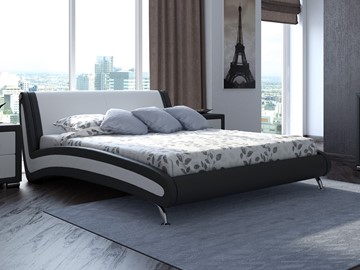 Спальная кровать Corso-2 180х200, Экокожа (Черный с белым) в Артеме