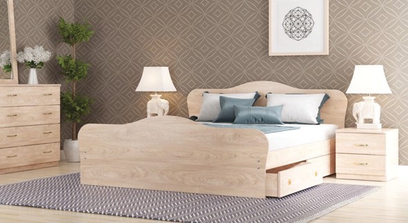 Кровать 1.5-спальная Каролина, 140х200 с основанием, дуб млечный в Артеме - изображение