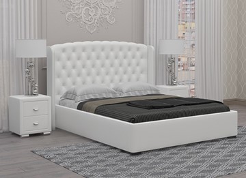Кровать спальная Dario Classic 160x200, Экокожа (Белый) в Артеме