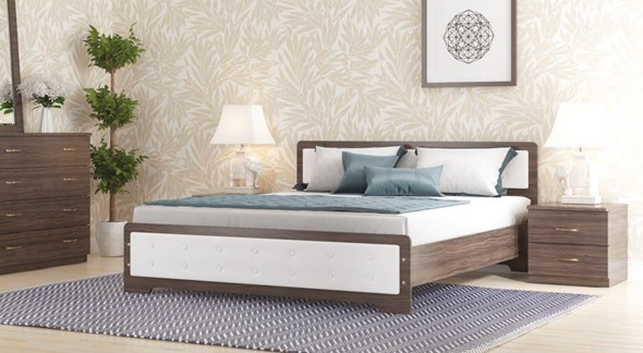 Полутороспальная кровать Золушка, 140х200 с основанием, кожзам, венге в Артеме - изображение
