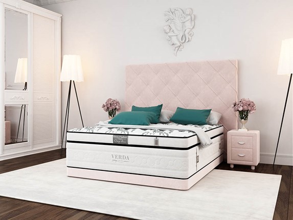Двуспальная кровать Style Compact/Basement 180х200, Флок (Велсофт Винтажный розовый) во Владивостоке - изображение