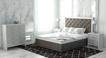 Двуспальная кровать с механизмом Манхэттен 160х200 (с коробом), высота спинки - 140 см в Уссурийске - предосмотр