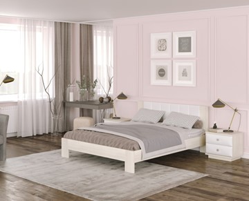Двуспальная кровать Soft 140x200, Дуб Шамони с экокожей белой в Артеме