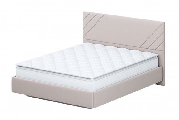 Кровать в спальню №2 (универсальная 1,6х2,0) серия №2, белый/бежевый ткань/лайн бежевый ткань во Владивостоке - изображение