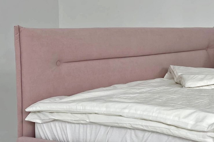 Кровать 2-х спальная Альба 1.6, нежно-розовый (велюр) во Владивостоке - изображение 3
