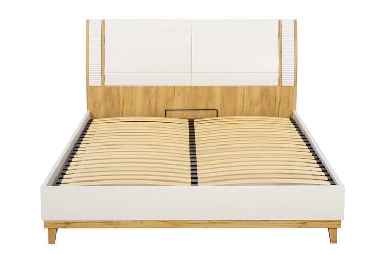 Кровать в спальню Бари 1600 с подъёмным механизмом Дуб Золотой/Белый ЛД 698.220 во Владивостоке - изображение 9