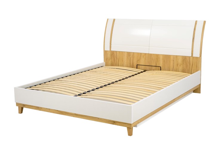 Кровать в спальню Бари 1600 с подъёмным механизмом Дуб Золотой/Белый ЛД 698.220 во Владивостоке - изображение 11