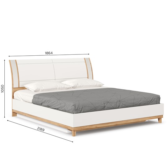 Кровать в спальню Бари 1800 с подъёмным механизмом Дуб Золотой/Белый ЛД 698.220 во Владивостоке - изображение 13