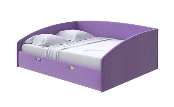 Двуспальная кровать Bono 160х200, Велюр (Forest 741 Светло-фиолетовый) во Владивостоке - изображение