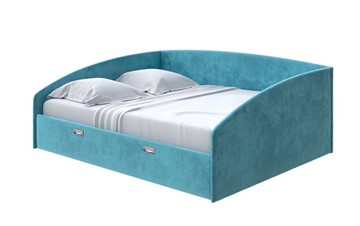 Двуспальная кровать Bono 160х200, Велюр (Лофти Лазурь) во Владивостоке