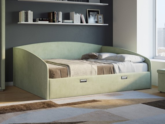 Кровать Bono 160х200, Велюр (Лофти Олива) в Артеме - изображение