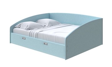 Двуспальная кровать Bono 160х200, Велюр (Scandi Cotton 20 Голубой Лед) во Владивостоке