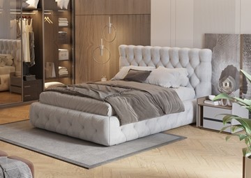 Спальная кровать Castello 160х200, Флок (Бентлей Светло-серый) во Владивостоке - предосмотр