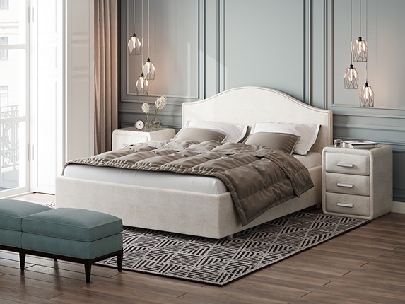Кровать Classic 160х200, Велюр (Лофти Лён) в Артеме - изображение