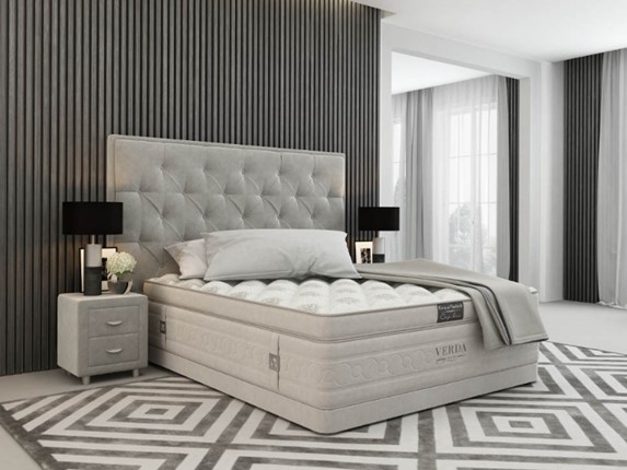 Кровать 2-х спальная Classic Compact/Basement 180х200, Флок (Велсофт Серый) во Владивостоке - изображение