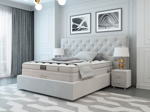 Кровать в спальню Classic/Island M 160х200, Флок (Велсофт Дымчатый) во Владивостоке - изображение