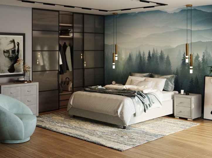 Кровать в спальню Como (Veda) Base 1 140x200, Флок (Бентлей Дымчатый) во Владивостоке - изображение 1