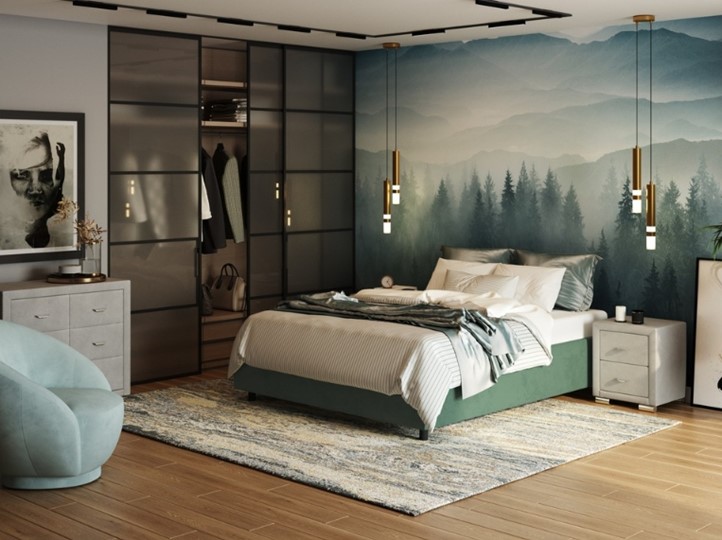Кровать в спальню Como (Veda) Base 1 140x200, Микрофибра (Diva Мята) во Владивостоке - изображение 2